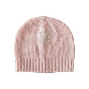 Toby NYC Knit Beanie Girls Size Pink Winter Hat Snowflake